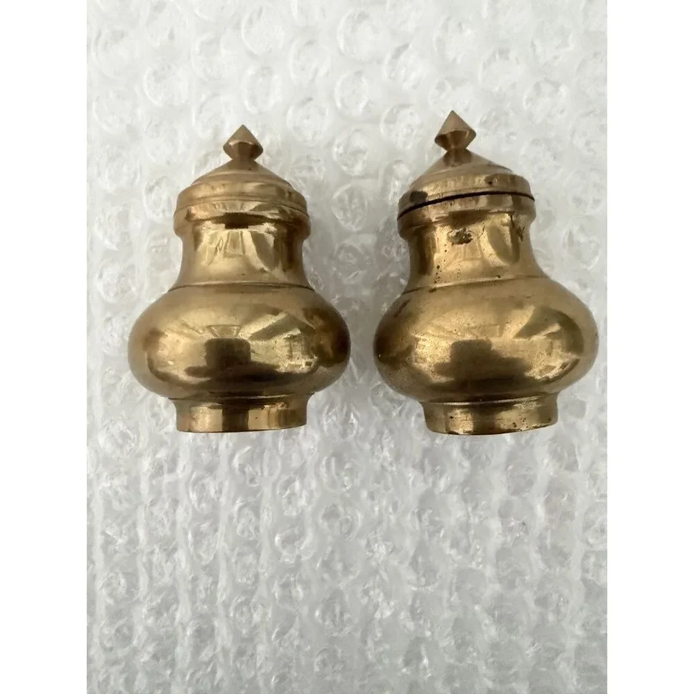 Vtg Brass salt and pepper shakers with patina